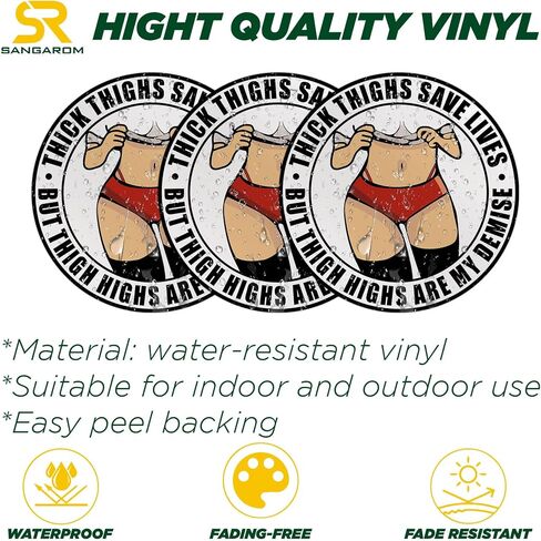 Pack 3PCS 3 Inches - Thick Thighs Save Lives But Thigh Highs are My Demise Sticker Sarcastic Quote Waterproof Vinyl Sticker for Water Bottle, Phone Case, Helmet, Laptop Decor Decal Birthday Gift in Saudi Arabia