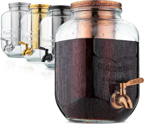 BTaT- Cold Brew Coffee Maker, 1 Gallon Mason Jars Drink Dispenser, Gallon Cold Brew Coffee Maker, Iced Tea Maker, Cold Brew Coffee Carafe, Beverage Dispenser, Glass Dispenser, Mother's Day Gift in Kuwait