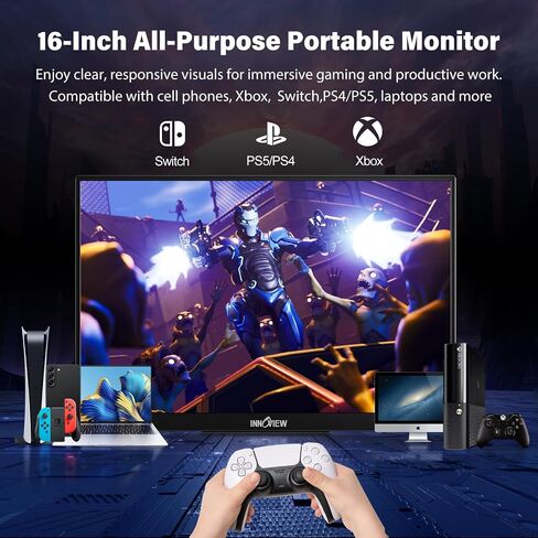 InnoView Portable Monitor, 18'' 2K QHD 100% DCI-P3 Large Portable Monitor for Laptop 2560x1600 500 Nits IPS Eye Care HDR FreeSync Frameless Laptop Screen Extender for Mac Switch Xbox PS4/5 in Saudi Arabia
