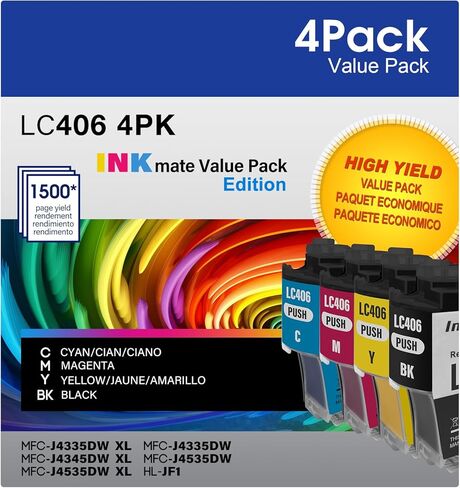 XL LC406 خراطيش حبر لطابعة Brother for Brother Ink LC406 Ink Cartridge XL LC406XL بديل مع Brother MFC-J4335DW Ink XL ، MFC-J6555DW ، MFC-J4345DW XL ، MFC-J585DW ، MFC-J4535DW in Saudi Arabia