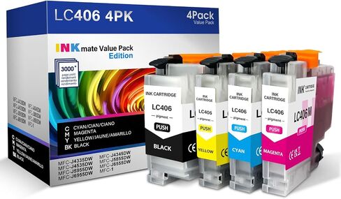 XL LC406 خراطيش حبر لطابعة Brother for Brother Ink LC406 Ink Cartridge XL LC406XL بديل مع Brother MFC-J4335DW Ink XL ، MFC-J6555DW ، MFC-J4345DW XL ، MFC-J585DW ، MFC-J4535DW in Saudi Arabia