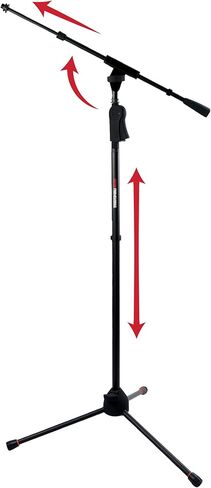 Gator Frameworks Tripod Mic Stand with Soft Grip Twist Clutch, Boom Arm, and Both 3/8" and 5/8" Adapters; Min/Max Height - 6"/99" (GFW-MIC-2020),Black in Saudi Arabia