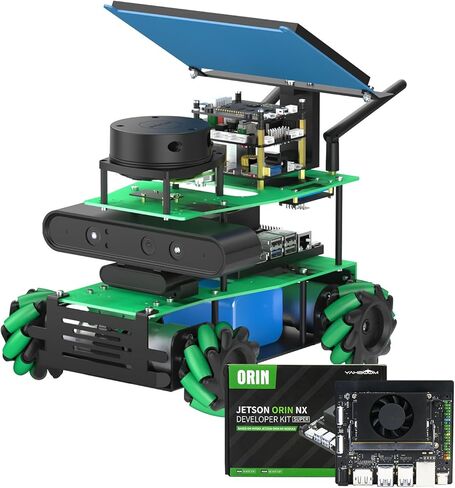 مجموعة Yahboom ROS الروبوتية لـ Jetson Nano Raspberry Pi Orin Nano Orin NX برنامج تعلم البرمجة الإلكترونية التحكم الصوتي التفاعلي AIM8 شاشة لمس رادارية in Kuwait