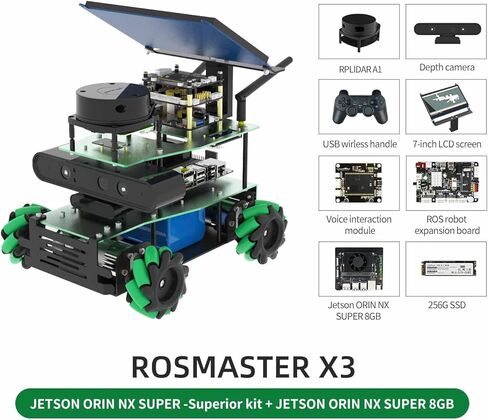 مجموعة Yahboom ROS الروبوتية لـ Jetson Nano Raspberry Pi Orin Nano Orin NX برنامج تعلم البرمجة الإلكترونية التحكم الصوتي التفاعلي AIM8 شاشة لمس رادارية in Kuwait
