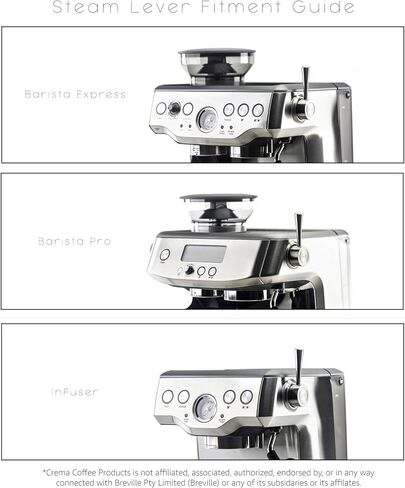 Crema Coffee Products - Replacement Steam Lever Compatible with Breville Espresso Machines - Brushed Silver - Fits the Barista Express, Infuser, Barista Pro in Saudi Arabia