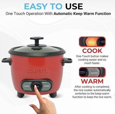 Courant Rice Cooker 8-Cup (Cooked), Removable Non-Stick Bowl, One Touch Rice Cooker, Black in Kuwait