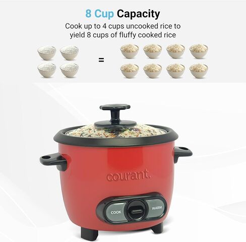 Courant Rice Cooker 8-Cup (Cooked), Removable Non-Stick Bowl, One Touch Rice Cooker, Black in Kuwait