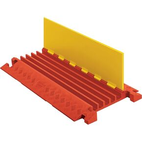 Linebacker CP5X125-Y/O Polyurethane Extra Heavy Duty 5 Channel Cable Protector with T-Shaped Connectors, Yellow Lid with Orange Ramp, 36" Length, 20" Width, 2.31" Height