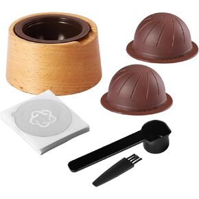 Reusable Coffee Capsule Lids with 150ml/230ml Refillable Ver-tuo Coffee Pods Compatible for Ver-tuo-line Ver-tuo Coffee Machine Capsules Cap with Coffee Scoop and Brush