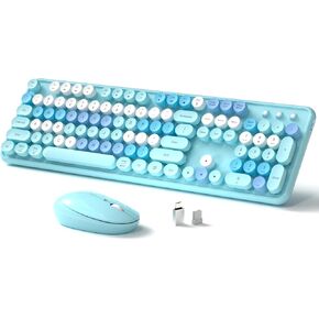 Colorful Wireless Keyboard and Mouse, Full Size Gradient Keyboard with Optical Mouse, 2.4GHz for Windows, Mac, Laptop, PC, Desktop (Purple Gradient)