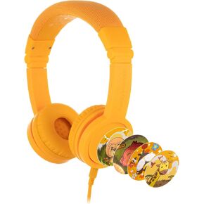 ONANOFF BuddyPhones School+ Safe Audio School Headphones for Kids, High-Performance BeamMic, Detachable BuddyCable, Anti-Allergic Earpad with Carry Bag, Yellow