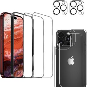 بالنسبة إلى واقي الشاشة الأمامي والخلفي لـ iPhone ، 2 كمبيوتر ، فإن حامي عدسة الكاميرا ، ومكافحة ، ومضادة للوهج ، وسهل التثبيت مع أداة المحاذاة in Kuwait