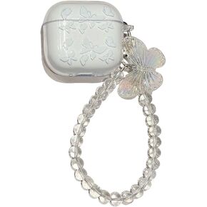 Cute Case Compatible with AirPods 4 with Active Noise Cancellation with Pendant, Clear 3D Strawberry for Woman Shockproof Protective Cover Compatible with AirPods 4