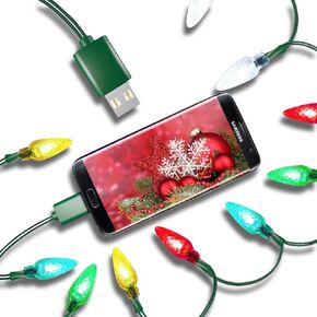 YWXTW LED Christmas Lights Type C Charging Cable, USB and Bulb Charger, LED Light Compatible for iPhone 15 Pro Max/15 Plus/S23 Ultra/S22/S21/Note 20/Z Fold 5/Flip 5/Google Pixel 7 Pro/iPad Pro 11/12.9
