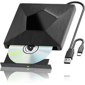 External Blu Ray Drive, USB 3.0 & Type-C Blu Ray Burner, DVD+/-RW BD CD DVD Player, 3D Portable Blu Ray Player, External Optical Drive for Windows XP/7/8/10, MacOS, Laptop, Desktop