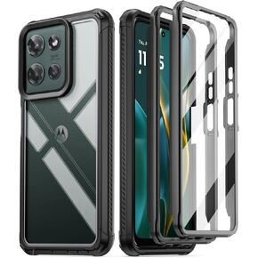 Poetic Guardian Case for Motorola Moto G 5G 2025 [Not Fit 2024 Version], [20FT Mil-Grade Drop Tested],[2 Front Frames] Full-Body Shockproof Cover with Built-in Screen Protector, Black/Clear