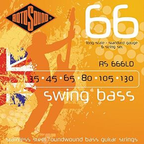 Rotosound RS666LD Swing Bass 66 Stainless Steel 6 String Bass Guitar Strings (35 45 65 80 105 130)