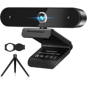 4K Webcam, USB Webcam 4K with 4 Noise-Canceling Microphones, Webcam for PC/MAC, Built-in OSD & Privacy Cover, Streaming Webcam for Zoom/Teams/Meet/OBS