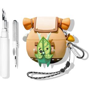 【3 in 1】 SKPY Korok Yahaha Backpack Fashion Funny Case for AirPods Pro 2nd/1st Generation Silicone Cover with Carabiner Lanyard Cleaning Tools for Boys Girls