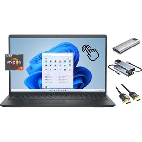 Dell Inspiron 15.6 inch Touchscreen Laptop, 8-Core Ryzen 7 7730U (Beats Ultra 7 165U), 32GB RAM, 2TB SSD + 256GB Portable SSD Hub, KeyPad, Webcam, USB-C, SD Card Reader, Win 11 Pro