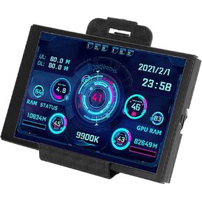 Zyyini Computer Temp Monitor, 3.5 Inch Full View AIDA64 PC CPU Hard Disk Data Monitor PC Sensor Panel Display for Chassis GPU, Plug and Play (Black)
