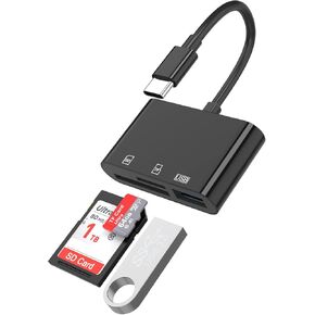 USB-C SD Card Reader with USB 3.0 and Charging Port,5Gbps High-Speed Memory Card Reader Adapter for SD/Micro SD Card,Compatible with iPhone 15,iPad Pro,MacBook,Windows and USB C Android Device (White)