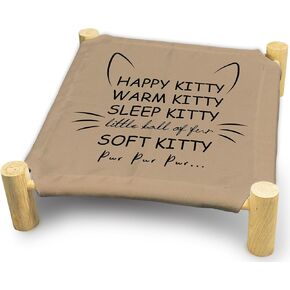 Cat Hammock Bed, Happy Kitty Warm Kitty Sleep Kitty Cat Beds, Wooden Cat Beds for Indoor Cats, Small Dog Bed, Breathable Indoor Cat Bed for All Seasons, Pet Beds, Pet Sleeping Beds