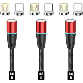 N. NETDOT Gen12 Micro-USB and USB-C[3.3ft,3 Pack Black] Magnetic Fast Charging Data Transfer Cable Compatible with Android Device in Kuwait