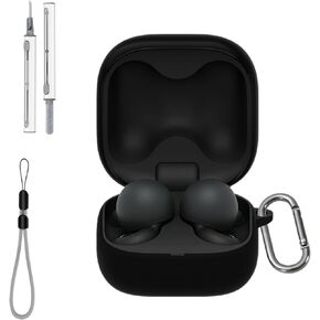 Sony LinkBuds Open WF-L910 for Case Cover with Cleaner Kit, Soft Skin Silicone Case Cover with Keychain and Lanyard，Full Protective Case for Men and Women-Green