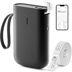NIIMBOT D110 Label Maker Machine with Tape, Small Label Printer Bluetooth Connection Multiple Templates Available for Phone Easy to Use for Office Home Organization Rechargeable White