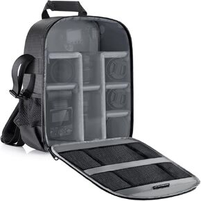 Neewer Camera Bag Water Resistant Shockproof Partition 11.8x5.5x14.6 in /30x14x37 cm Protection Backpack for SLR, DSLR, Mirrorless Camera, Lens, Battery, and Other Accessories (Gray Interior)