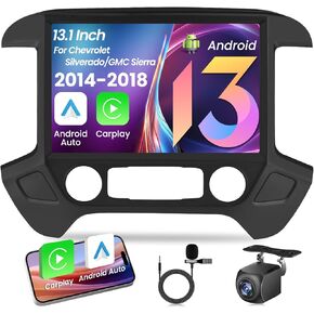 4+32G Car Radio Accessories Stereo for Chevy Silverado GMC Sierra 2014-2018: 10inch replacement - Android 5GWiFi Wireless CarPlay Android Auto - with GPS Navigation (RDS High-Fidelity Sound )Head Unit
