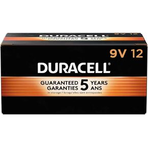 Duracell CopperTop Alkaline Batteries with Duralock Power Preserve Technology, 9V, 12/Pk