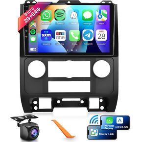 8 CORE 6G+128G Car Radio Stereo for Ford Escape Kuga Mazda Tribute 2007-2012 with Wireless CarPlay/Android Auto, 9 Inch 1280 * 720P IPS Touch Screen Android 13 GPS WiFi Bluetooth DSP SWC Camera