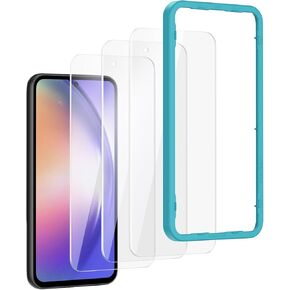 SMARTDEVIL [3 Pack for Samsung Galaxy A53 Screen Protector, Finger Print Reader Compatible, Fast & Easy Installation, Clear 9H Tempered Glass Film, Alignment Frame [Dust-Free & Bubble-Free]
