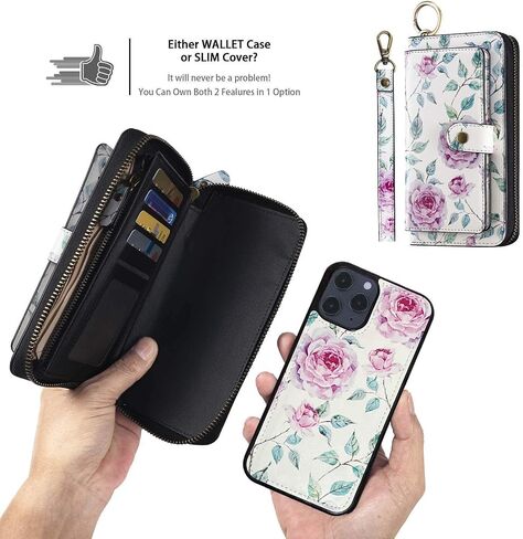 LITOU Compatible with iPhone 14 Pro Max Phone Wallet Case PU Leather Strap Wristlet Flip Case with Zipper,Card Holder For 14 Pro Max in Saudi Arabia