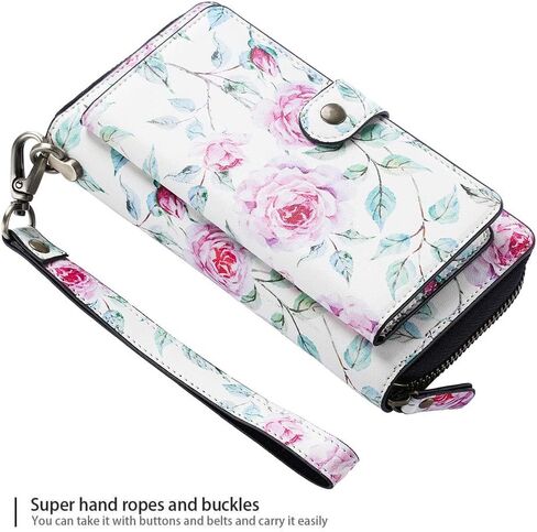 LITOU Compatible with iPhone 14 Pro Max Phone Wallet Case PU Leather Strap Wristlet Flip Case with Zipper,Card Holder For 14 Pro Max in Saudi Arabia