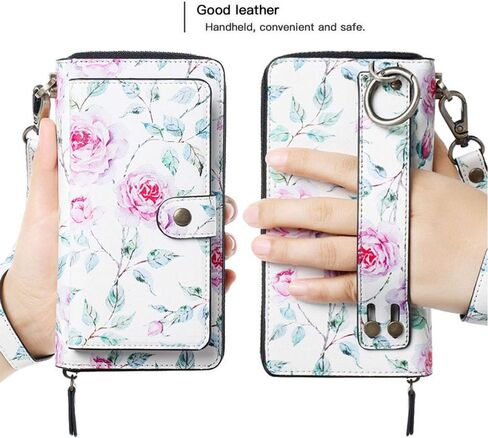 LITOU Compatible with iPhone 14 Pro Max Phone Wallet Case PU Leather Strap Wristlet Flip Case with Zipper,Card Holder For 14 Pro Max in Saudi Arabia