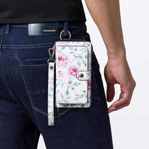 LITOU Compatible with iPhone 14 Pro Max Phone Wallet Case PU Leather Strap Wristlet Flip Case with Zipper,Card Holder For 14 Pro Max in Saudi Arabia