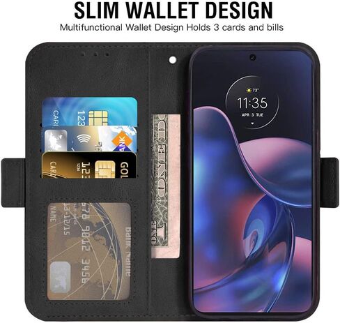 Asuwish Compatible with Motorola Moto Edge 2022/MotoEdge 5G UW 2022 Wallet Case and Tempered Glass Screen Protector Flip Card Holder Cell Accessories Phone Cover for Gen 3 XT2205-1 XT2205-2 6.6 Red in Saudi Arabia
