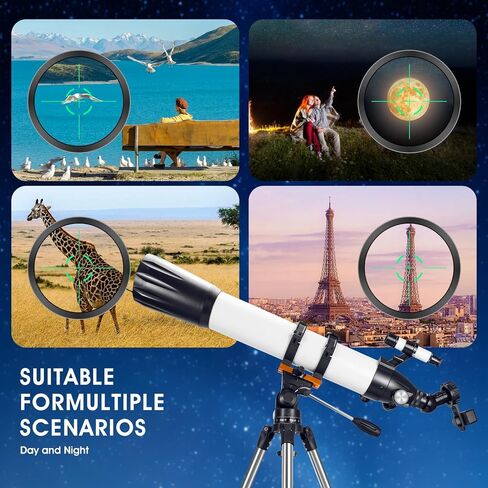Telescopes for Adults Astronomy, 80mm Aperture 600mm Refractor Telescope for Kids Adults Beginners, Compact and Portable Travel Telescopio with Wireless Remote,Astronomical Telescope for Beginners in Saudi Arabia