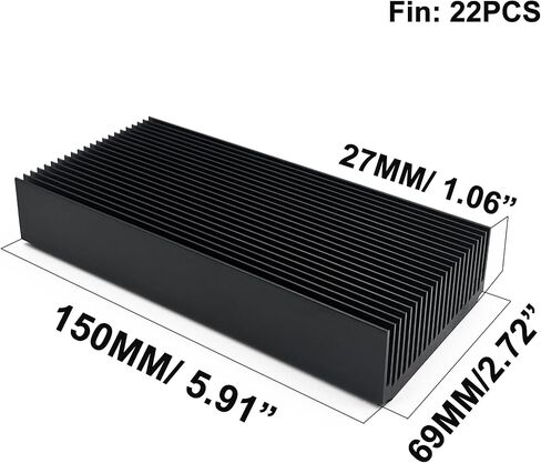 Aluminum 100mm Heatsink 3.94''x2.72''x1.06'' inch /100x69x27mm Large Heat Sink Cooling Black Oxide Radiator 22 Fin 120mm for Computer LED Chip Power Charger Router Amplifier in Kuwait