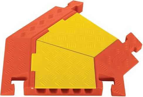 واقي كيبل 5 قنوات شديد التحمل من البولي يوريثين CP5X125-Y/O مع موصلات على شكل حرف T وغطاء اصفر مع منحدر برتقالي، طول 36 انش وعرض 20 انش وارتفاع 2.33 انش من لاين باكر in Kuwait
