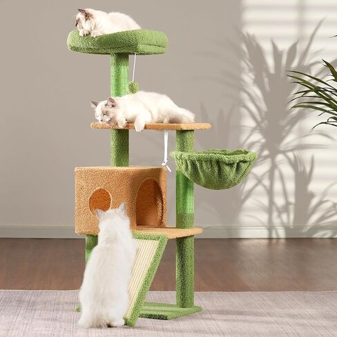 Hey-brother Gothic Cat Tree, 42.5-Inches Cat Tower for Indoor Cats, Plush Multi-Level Kitten Cat Condo with Scratching Post,Ramp, Basket, Spacious Cat Cave, Hanging Ball, Black and Red MPJ007SBR in Saudi Arabia