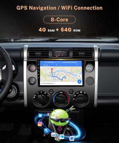 4G+64G Car Radio for Toyota FJ Cruiser 2006-2023, Rimoody Android 13 Car Stereo Wireless Carplay Andorid auto Mirror Link GPS Navigation WiFi 9'' Touchscreen Bluetooth FM/RDS EQ-32 SWC Backup Camera in Saudi Arabia