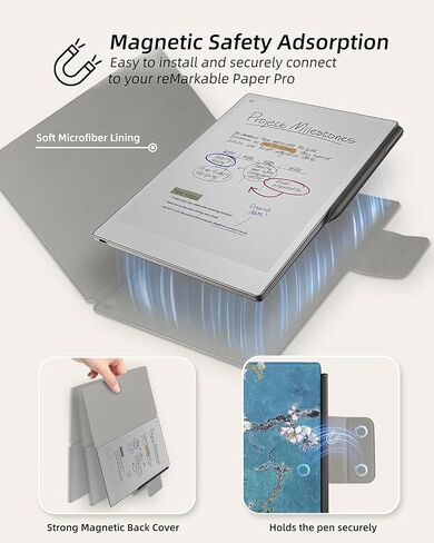 WALNEW Case for Remarkable Paper Pro,Magnetic Slim Book Folio Cover with Pen Clasp, Auto Sleep/Wake Protective Cover for Remarkable Paper Pro 11.8" (2024 Released),Gray in Kuwait
