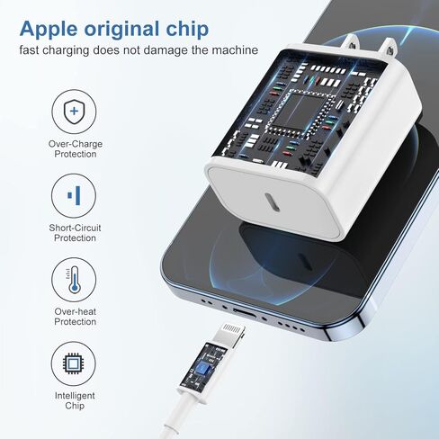 iPhone 16 15 Charger Fast Charging, 10ft USB C to C Cable Cord Long and 20W USB C Charger for iPhone 16/16 Pro/16 Pro Max/15/15 Plus/15 Pro/15 Pro Max/iPad, USB C Wall Plug Power Adapter Cube Brick in Kuwait