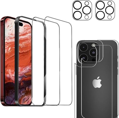 بالنسبة إلى واقي الشاشة الأمامي والخلفي لـ iPhone ، 2 كمبيوتر ، فإن حامي عدسة الكاميرا ، ومكافحة ، ومضادة للوهج ، وسهل التثبيت مع أداة المحاذاة in Kuwait