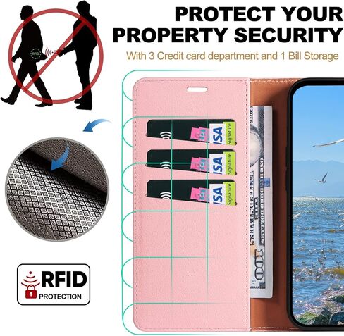 Case for Samsung Galaxy S21 FE, RFID Blocking PU Leather Wallet Case with Card Holder, Magnetic Flip Cover Compatible with Samsung S21 FE, Blue in Saudi Arabia