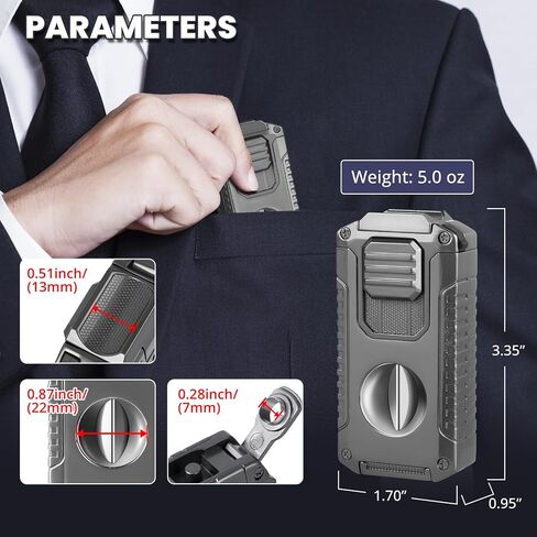 Torch Lighter with Built-in Holder, Punch, Draw Enhancer, Refillable Butane Torch Lighters, Windproof Adjustable Jet Flame Lighter, Multifunctional Lighter Set, Cool Lighter Accessories, Gifts for Men in Saudi Arabia